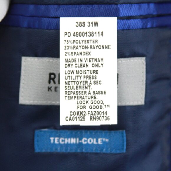 38S Kenneth Cole Reaction 2-pc Suit Blazer Jacket Pant Size 31Wx32L Blue‎ E05654 - Picture 6 of 6